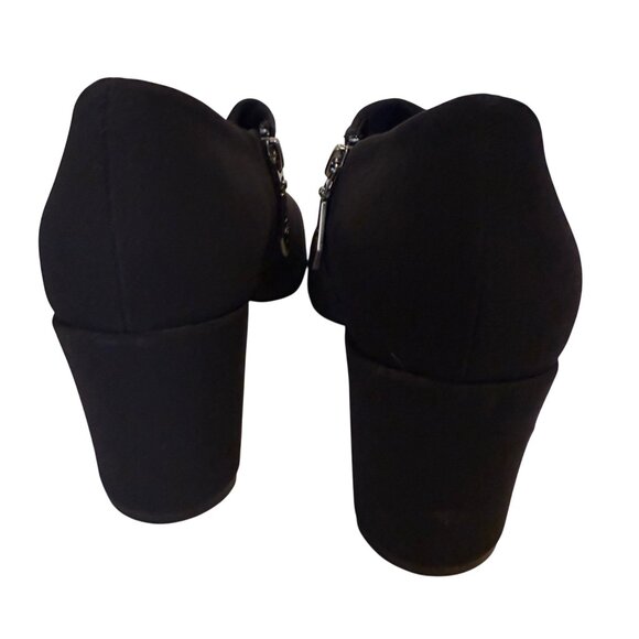 9 N Donald Pliner Chelsie Black Pump Booties Shoes Mirror Block Heel - Picture 6 of 12